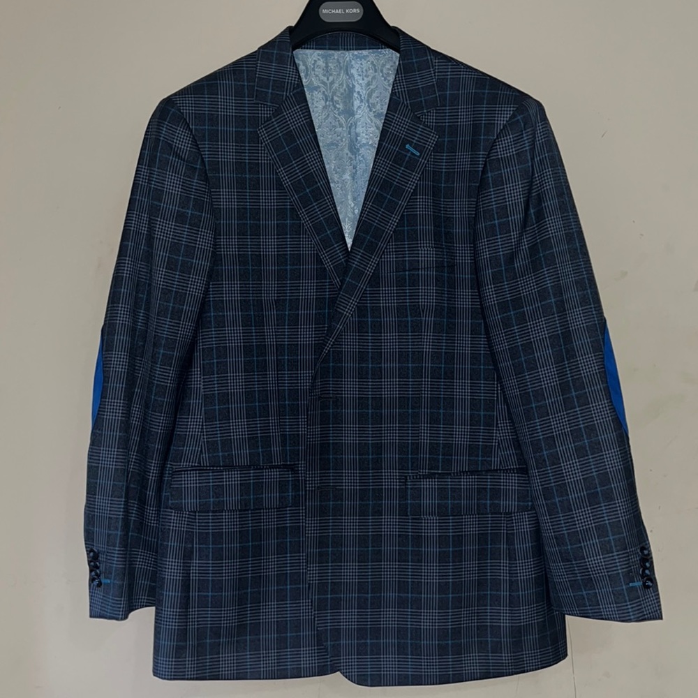 Super 120 Italian silk lined blazer with elbow patch